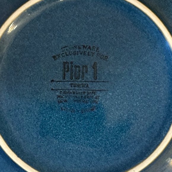 Set of 2 Pier 1 TUNISIA 8 1/2" Blue with Tan Scroll Lunch/Salad Plates - Picture 8 of 8